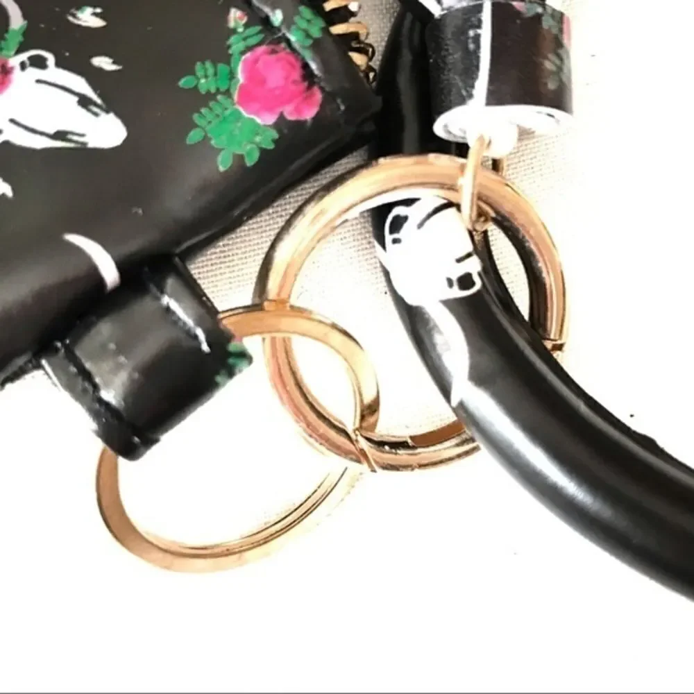 Western Skull Floral Print Wristlet Clutch